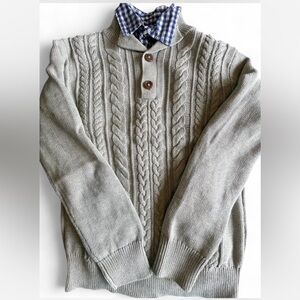 GAP Light Gray Cable Knit Sweater And Button Up Collar Shirt Spring Wear